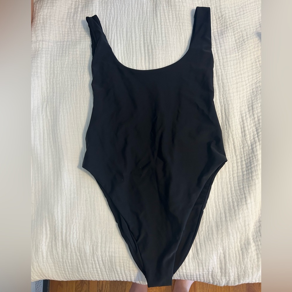Aerie Low Back Black One Piece